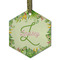 Tropical Leaves Border Flat Glass Ornament - Hexagon w/ Name and Initial