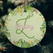Tropical Leaves Border Frosted Glass Ornament - Round (Lifestyle)