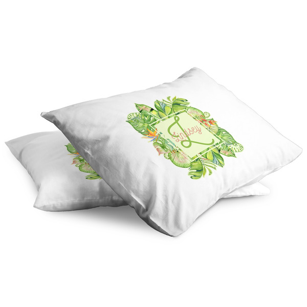 Tropical Leaves Border Full Pillow Case - TWO (partial print)