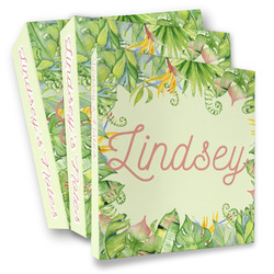 Tropical Leaves Border 3 Ring Binder - Full Wrap (Personalized)