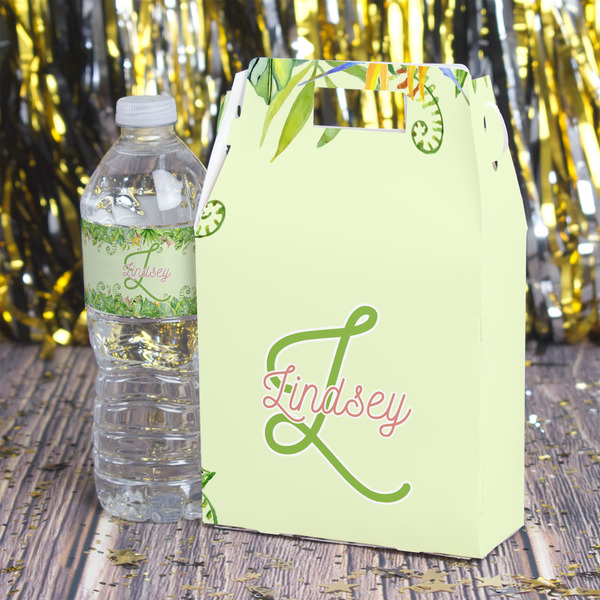 Tropical Leaves Border Gable Favor Box - In Context