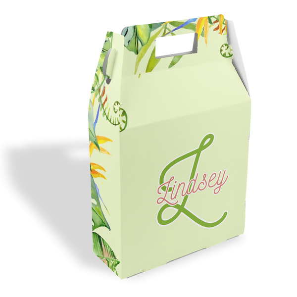 Custom Tropical Leaves Border Gable Favor Box (Personalized)