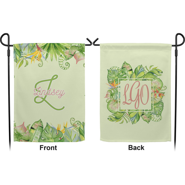 Tropical Leaves Border Garden Flag - Double Sided Front and Back