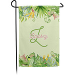 Tropical Leaves Border Small Garden Flag - Double Sided w/ Name and Initial