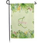 Tropical Leaves Border Small Garden Flag - Single Sided w/ Name and Initial