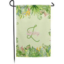 Tropical Leaves Border Small Garden Flag - Single Sided w/ Name and Initial