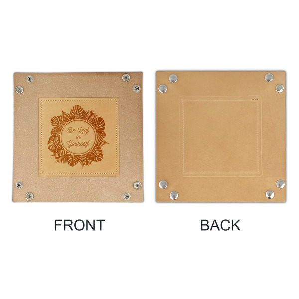 Tropical Leaves Border Genuine Leather Valet Trays - APPROVAL