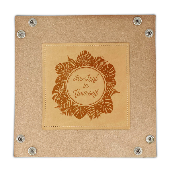 Tropical Leaves Border Genuine Leather Valet Trays - FRONT