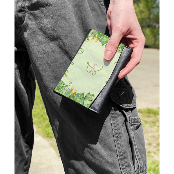 Tropical Leaves Border Genuine Leather Womens Wallet - In Context
