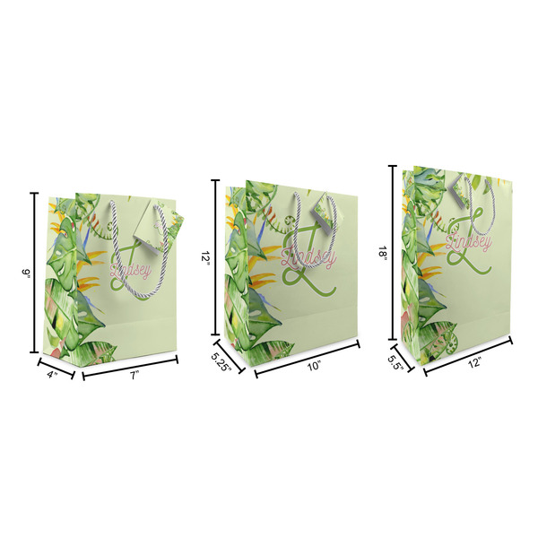Tropical Leaves Border Gift Bags - All Sizes - Dimensions