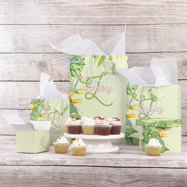 Tropical Leaves Border Gift Bags - In Context