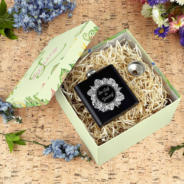 Tropical Leaves Border Gift Boxes with Lid - Canvas Wrapped - Large - In Context