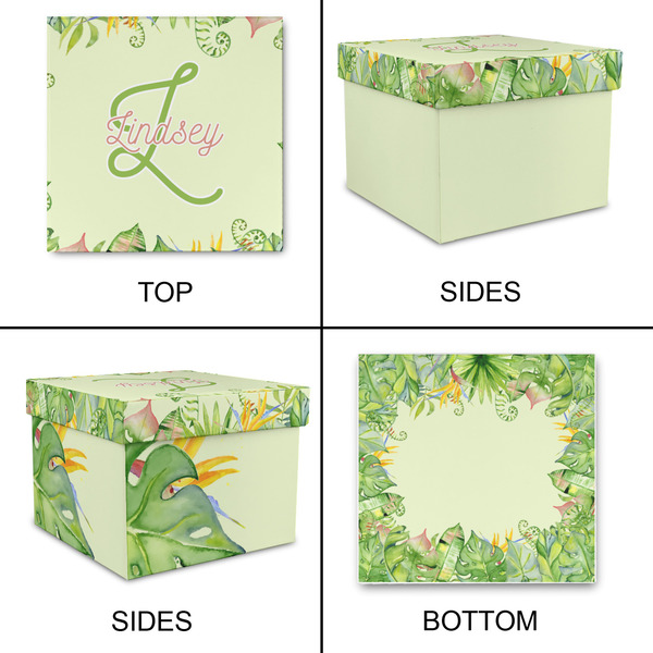 Tropical Leaves Border Gift Boxes with Lid - Canvas Wrapped - Medium - Approval
