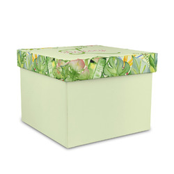 Tropical Leaves Border Gift Box with Lid - Canvas Wrapped - Medium (Personalized)