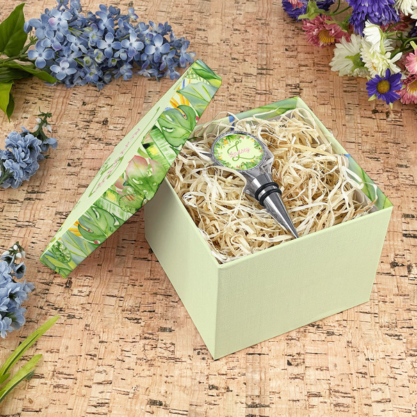 Tropical Leaves Border Gift Boxes with Lid - Canvas Wrapped - Medium - In Context