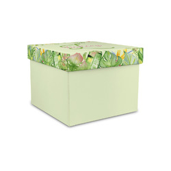 Tropical Leaves Border Gift Box with Lid - Canvas Wrapped - Small (Personalized)