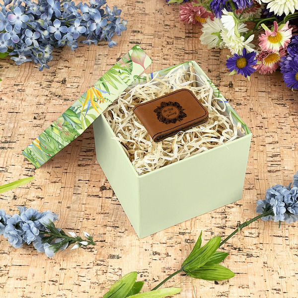 Tropical Leaves Border Gift Boxes with Lid - Canvas Wrapped - Small - In Context