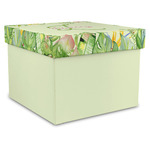 Tropical Leaves Border Gift Box with Lid - Canvas Wrapped - X-Large (Personalized)