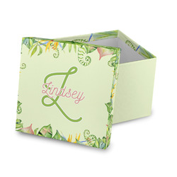 Tropical Leaves Border Gift Box with Lid - Canvas Wrapped (Personalized)