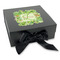 Tropical Leaves Border Gift Boxes with Magnetic Lid - Black - Front (angle)