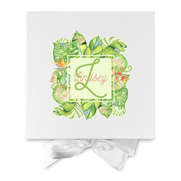 Tropical Leaves Border Gift Boxes with Magnetic Lid - White - Approval