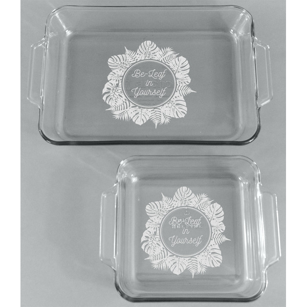 Tropical Leaves Border Glass Baking Dish Set - FRONT