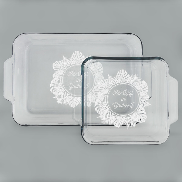 Tropical Leaves Border Glass Baking Dish Set - MAIN (set)