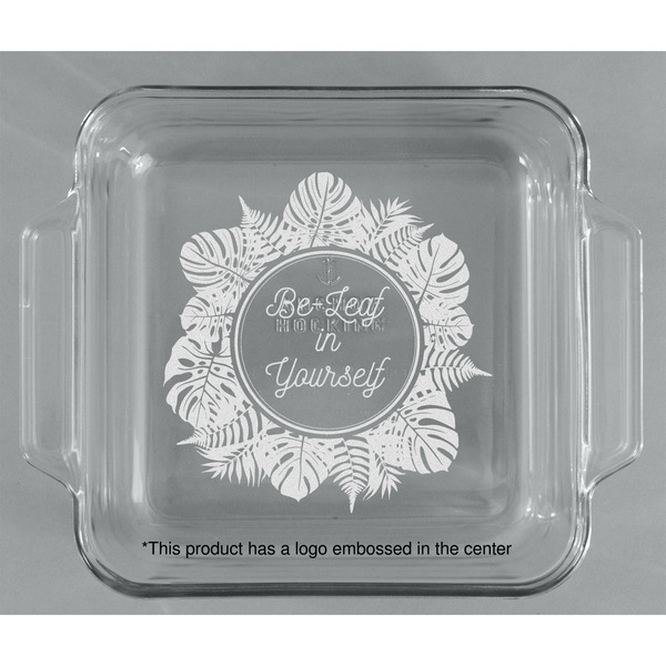 Tropical Leaves Border Glass Cake Dish - APPROVAL (8x8)
