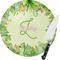 Tropical Leaves Border Glass Cutting Board (Personalized)