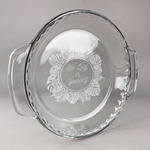 Tropical Leaves Border Glass Pie Dish - 9.5in Round (Personalized)