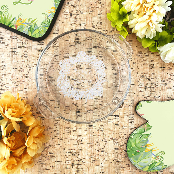 Tropical Leaves Border Glass Pie Dish - LIFESTYLE