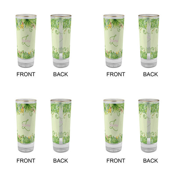 Tropical Leaves Border Glass Shot Glass - 2 oz - Set of 4 - APPROVAL