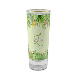 Tropical Leaves Border 2 oz Shot Glass -  Glass with Gold Rim - Single (Personalized)