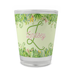 Tropical Leaves Border Glass Shot Glass - 1.5 oz - Set of 4 (Personalized)