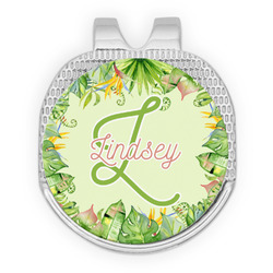 Tropical Leaves Border Golf Ball Marker - Hat Clip - Silver