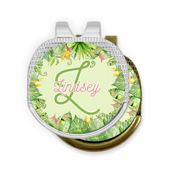 Tropical Leaves Border Golf Ball Marker Hat Clip - PARENT/MAIN