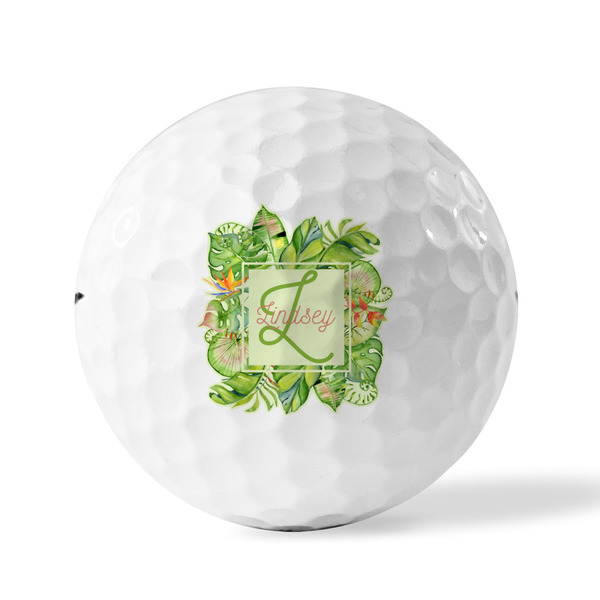 Tropical Leaves Border Golf Balls - Titleist - Set of 3 - FRONT