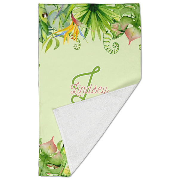 Tropical Leaves Border Golf Towel - Folded (Large)