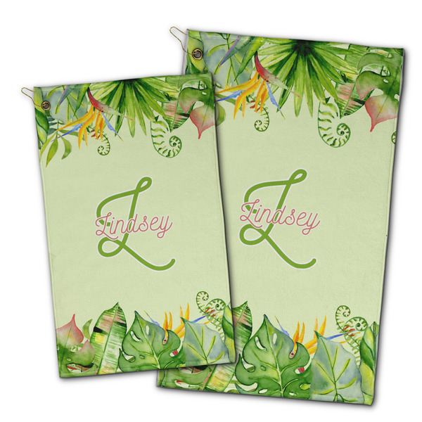 Tropical Leaves Border Golf Towel - PARENT (small and large)