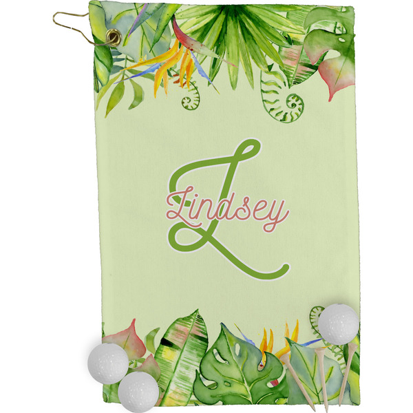 Tropical Leaves Border Golf Towel (Personalized)