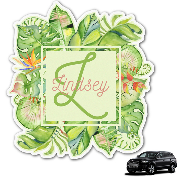 Custom Tropical Leaves Border Graphic Car Decal (Personalized)