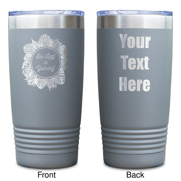 Tropical Leaves Border Gray Polar Camel Tumbler - 20oz - Double Sided - Approval
