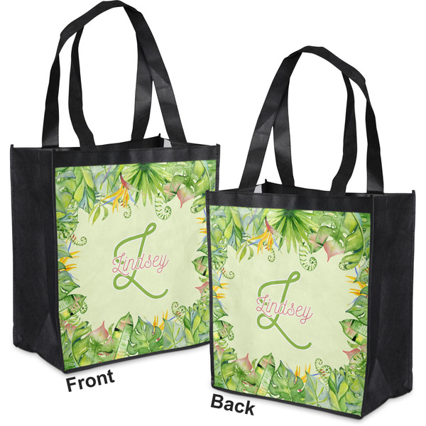 Tropical Leaves Border Grocery Bag - Apvl