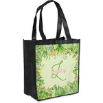 Tropical Leaves Border Grocery Bag (Personalized)