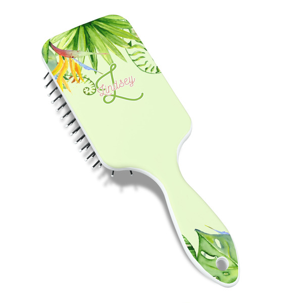 Tropical Leaves Border Hair Brush - Angle View