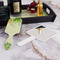 Tropical Leaves Border Hair Brush - With Hand Mirror