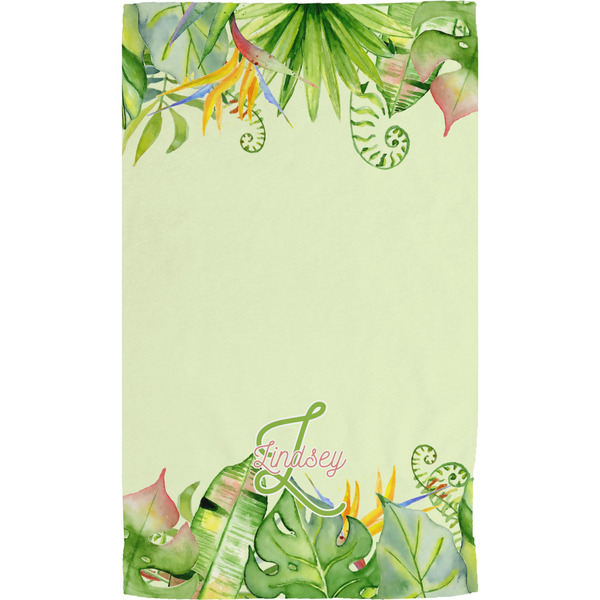 Tropical Leaves Border Hand Towel (Personalized) Full