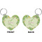 Tropical Leaves Border Heart Keychain (Front + Back)