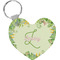 Tropical Leaves Border Heart Plastic Keychain w/ Name and Initial