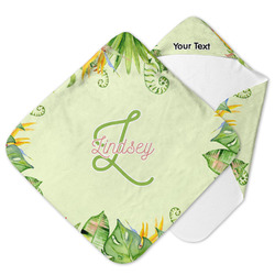 Tropical Leaves Border Hooded Baby Towel (Personalized)